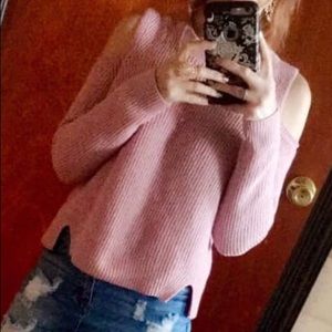 Cold shoulder sweater, blush pink